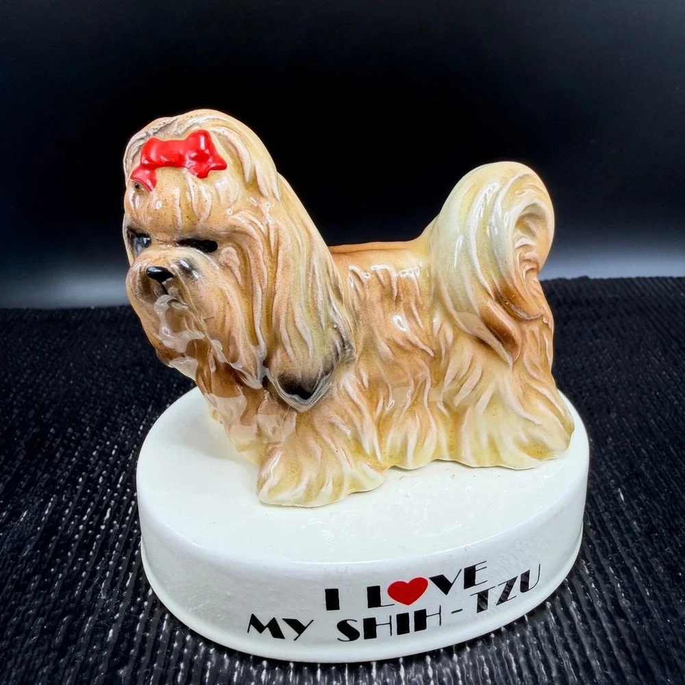 George Good Japan‎ Shih Tzu Dog Figurine I Love My Shih Tzu Vintage Ceramic 3in